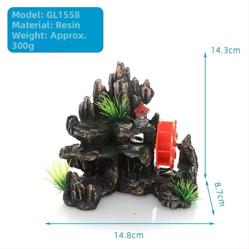 Gyanta vízkerék akvárium dekoráció – tájépítés stílus, Yitong márka, 50 darabos csomag