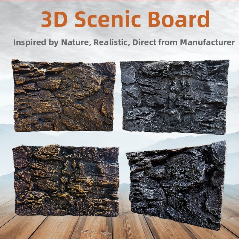 3D PU akvárium háttérpanel – sziklafal táj, PU anyag, akváriumi dekoráció