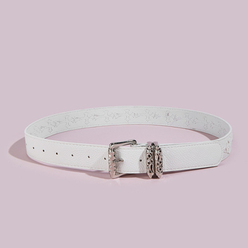 Férfi PU bőr öv ötvözet csattal, snap zárás, kereszt virág mintás punk stílus, nyár 2025
