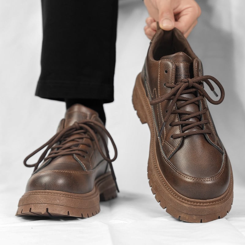 Мъжки мокасини - водоустойчиви, открит пръст, нисък глезен, гумена подметка, връзки