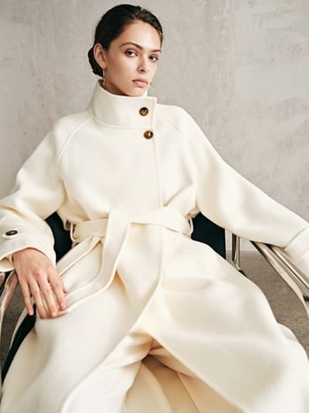 Női gyapjú tweed kabát 3D mintával, középhosszú, állógalléros, vasalásmentes