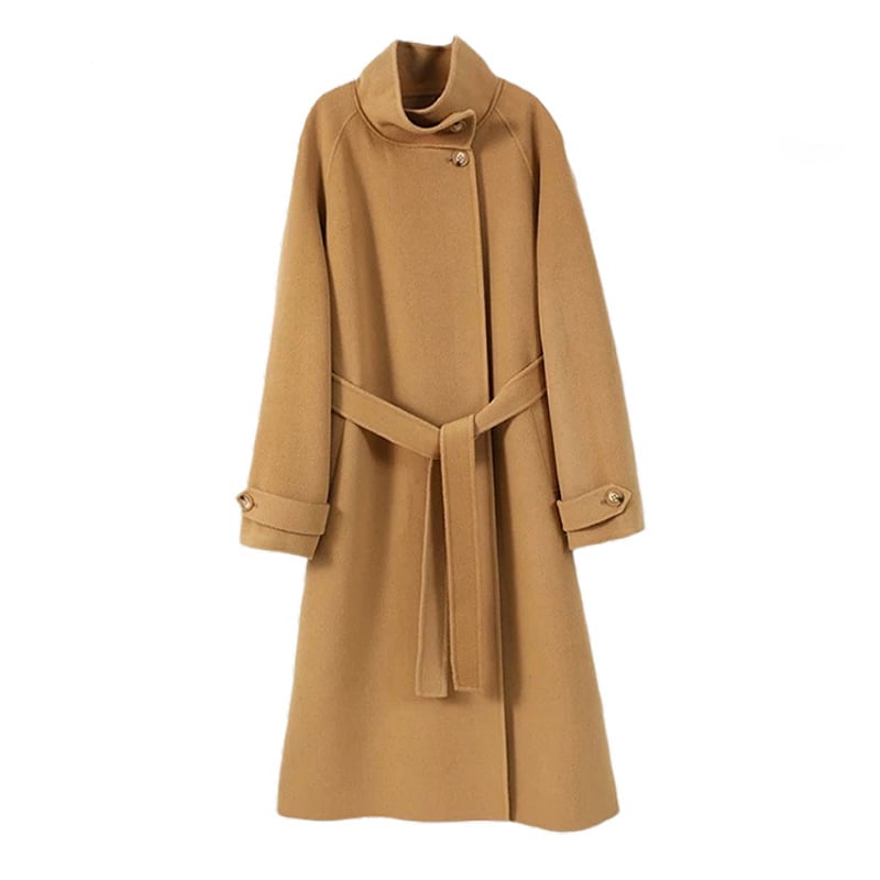 Női gyapjú tweed kabát 3D mintával, középhosszú, állógalléros, vasalásmentes