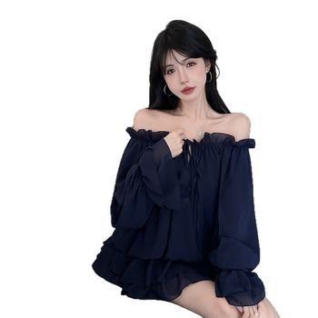 Bluza de femei din chenille tricotată – guler One-Shoulder, mâneci lungi, mâneci în stil prințesă, croială normală, pulover, primăvara 2025