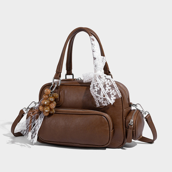 Дамска PU саквъл-кросбоди чанта — хоризонтална квадратна форма, ципно откриване, подплата от нейлон, лято 2025