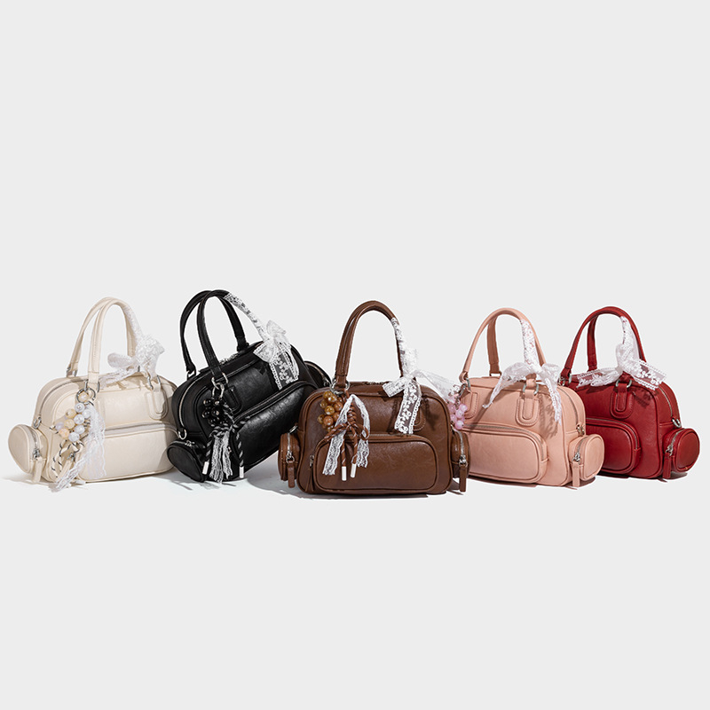 Дамска PU саквъл-кросбоди чанта — хоризонтална квадратна форма, ципно откриване, подплата от нейлон, лято 2025