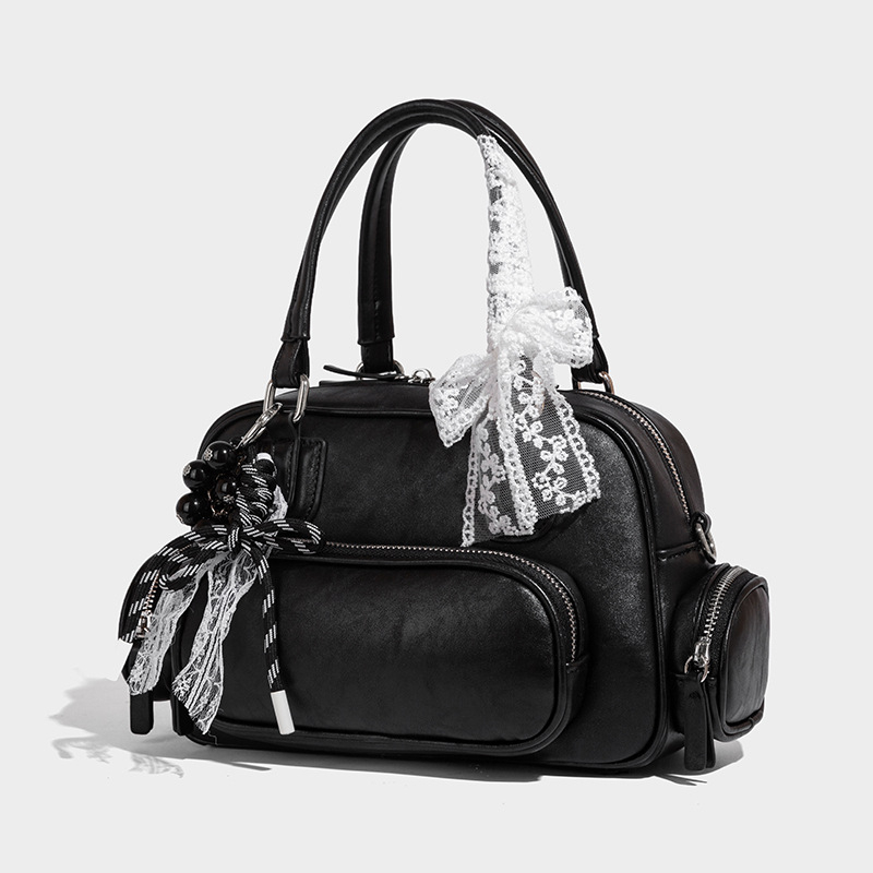 Дамска PU саквъл-кросбоди чанта — хоризонтална квадратна форма, ципно откриване, подплата от нейлон, лято 2025