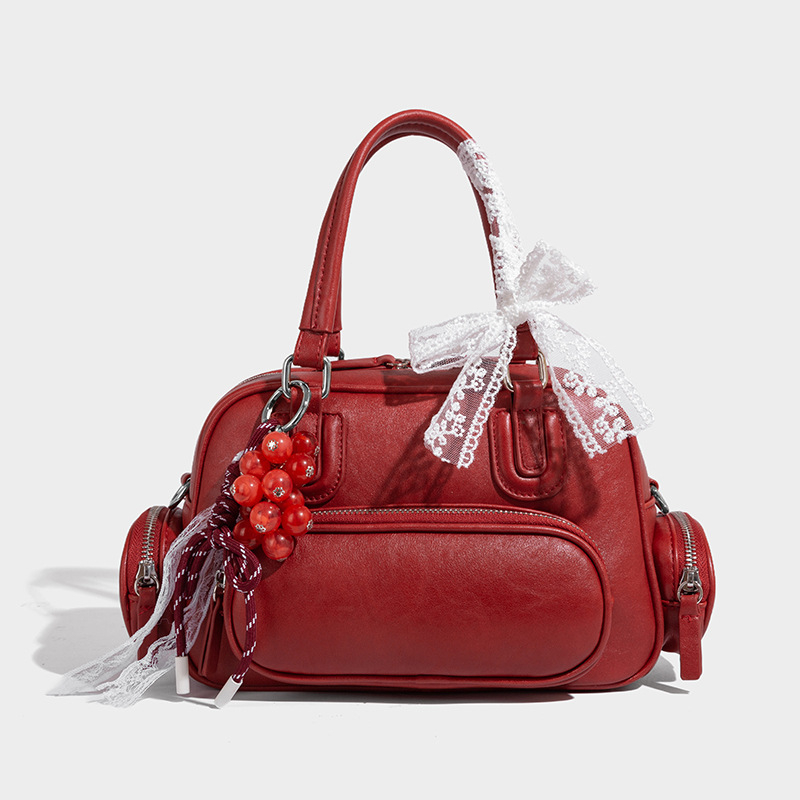 Дамска PU саквъл-кросбоди чанта — хоризонтална квадратна форма, ципно откриване, подплата от нейлон, лято 2025