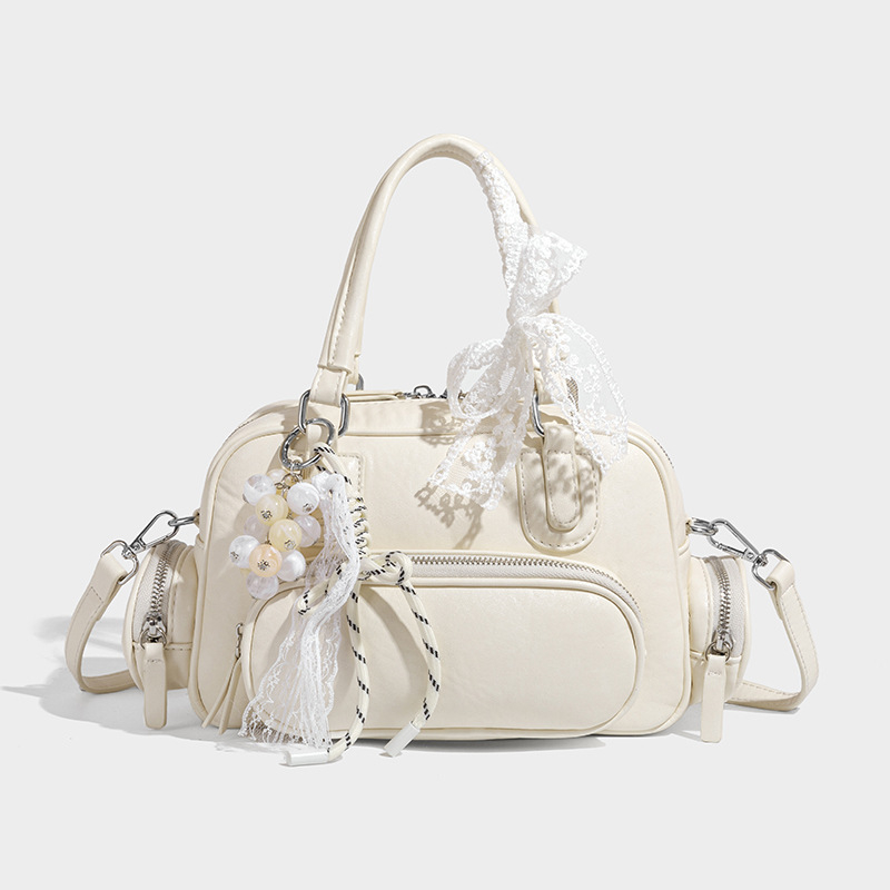 Дамска PU саквъл-кросбоди чанта — хоризонтална квадратна форма, ципно откриване, подплата от нейлон, лято 2025