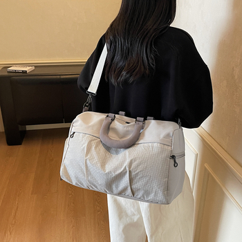 Lagano višenamjenska crossbody torba za putovanje od Oxford tkanine, karirani uzorak, prozračna, vodootporna, otporna na habanje, odjeljak za suho/mokra, podstava poliester