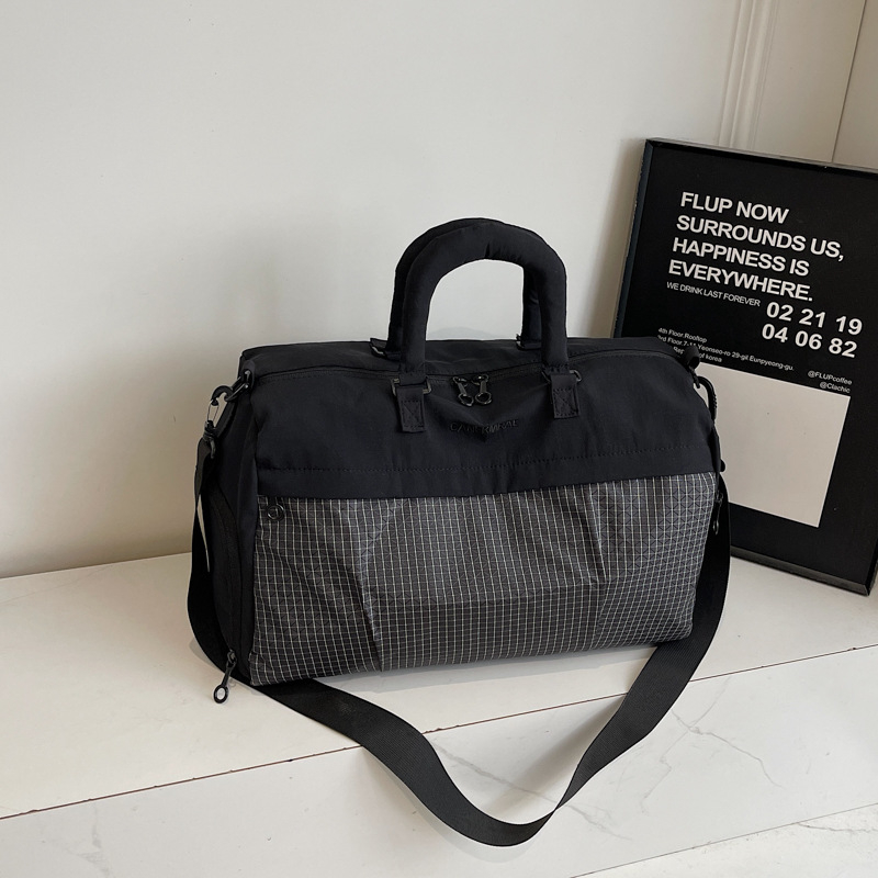 Lagano višenamjenska crossbody torba za putovanje od Oxford tkanine, karirani uzorak, prozračna, vodootporna, otporna na habanje, odjeljak za suho/mokra, podstava poliester