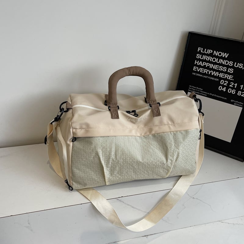 Lagano višenamjenska crossbody torba za putovanje od Oxford tkanine, karirani uzorak, prozračna, vodootporna, otporna na habanje, odjeljak za suho/mokra, podstava poliester