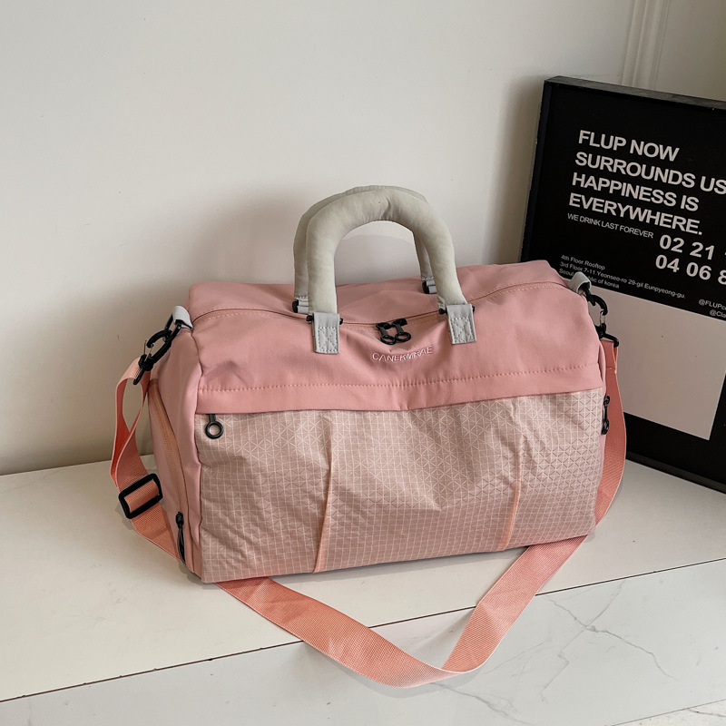 Lagano višenamjenska crossbody torba za putovanje od Oxford tkanine, karirani uzorak, prozračna, vodootporna, otporna na habanje, odjeljak za suho/mokra, podstava poliester