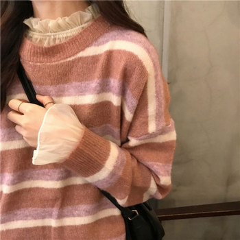 Top Chenille cu margine de frunză de lotus, decolteu drept, mâneci tip prințesă, pulover