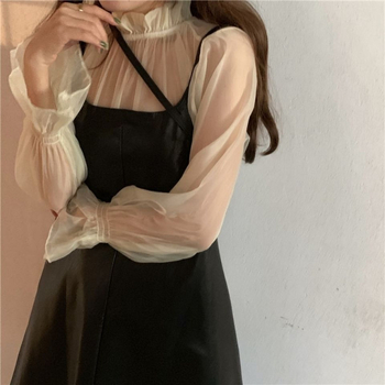 Top Chenille cu margine de frunză de lotus, decolteu drept, mâneci tip prințesă, pulover