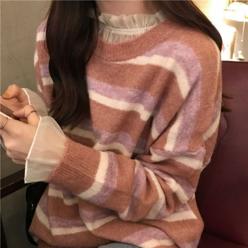 Top Chenille cu margine de frunză de lotus, decolteu drept, mâneci tip prințesă, pulover