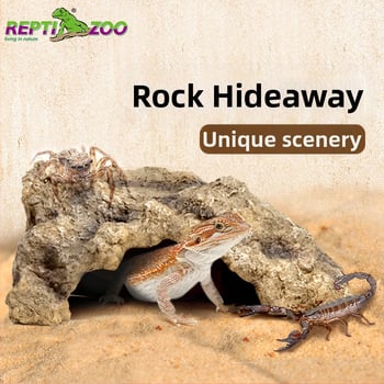 Kőhatású rejtekhely kapaszkodó háziállatok számára – teráriumi dekoráció gyantából, stílus: kő, cél: rejtek és ellazulás, súly 0,4 kg, csomagolás 24 darab