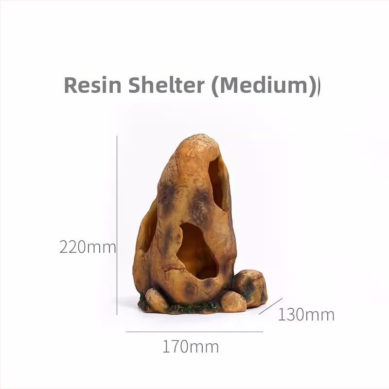 Kőhatású rejtekhely kapaszkodó háziállatok számára – teráriumi dekoráció gyantából, stílus: kő, cél: rejtek és ellazulás, súly 0,4 kg, csomagolás 24 darab