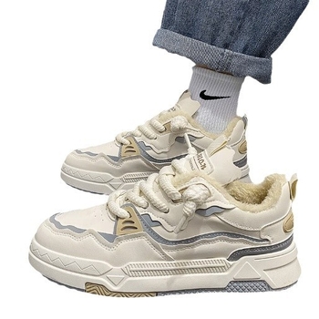 Pantofi sport pentru bărbați cu partea superioară din microfibră, căptușeală din pluș sintetic, talpă PVC, închidere cu șireturi, design cu glezna joasă