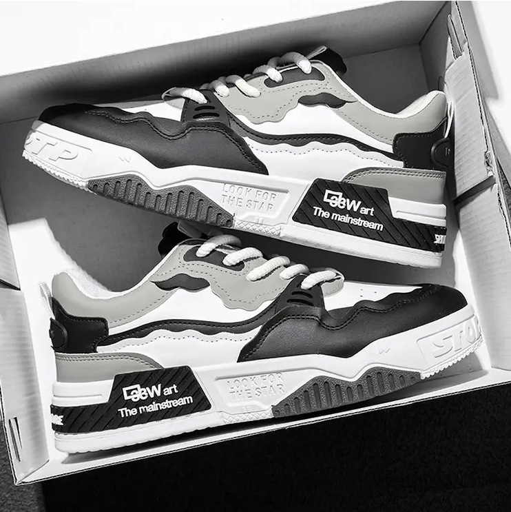 Pantofi sport pentru bărbați cu partea superioară din microfibră, căptușeală din pluș sintetic, talpă PVC, închidere cu șireturi, design cu glezna joasă