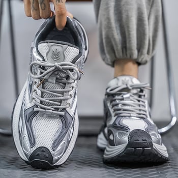 Спортно-ежедневни обувки за младежи, дишаща мрежеста подплата, горна част от изкуствена кожа, PVC подметка, връзки, нисък профил