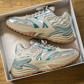 Спортно-ежедневни обувки за младежи, дишаща мрежеста подплата, горна част от изкуствена кожа, PVC подметка, връзки, нисък профил