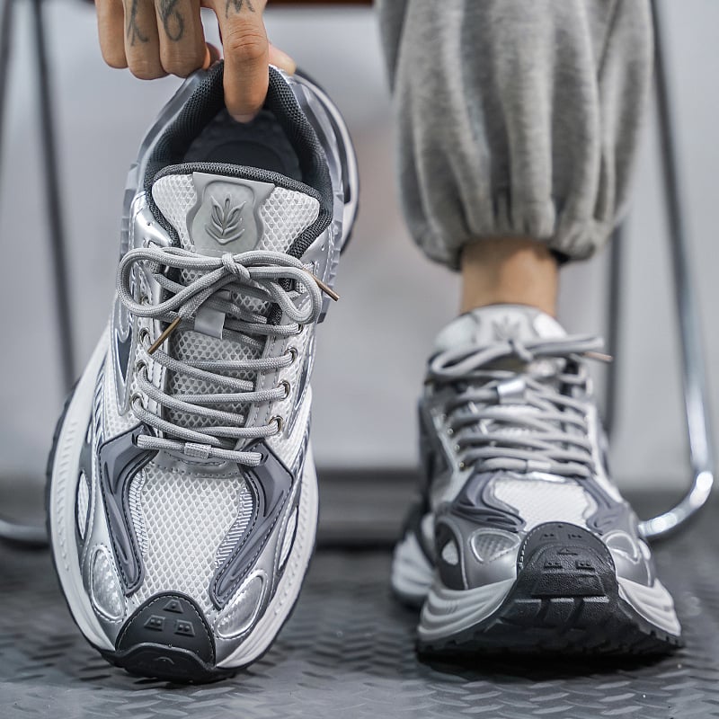 Спортно-ежедневни обувки за младежи, дишаща мрежеста подплата, горна част от изкуствена кожа, PVC подметка, връзки, нисък профил