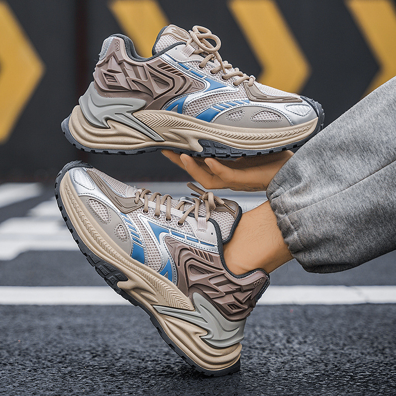 Спортно-ежедневни обувки за младежи, дишаща мрежеста подплата, горна част от изкуствена кожа, PVC подметка, връзки, нисък профил