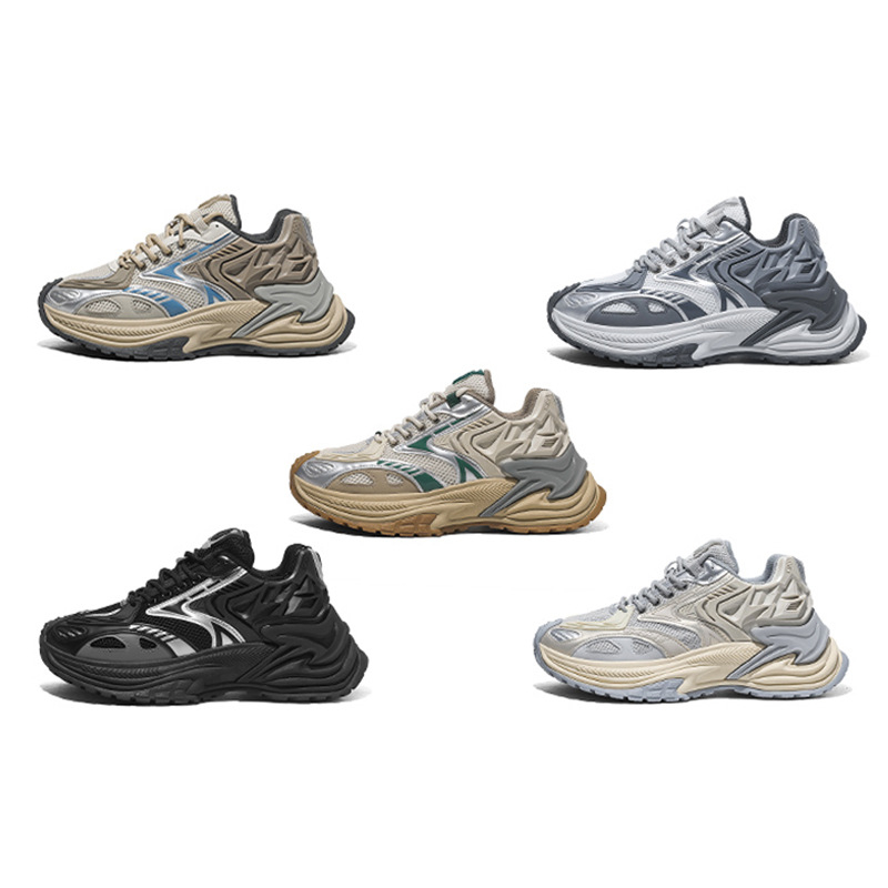 Спортно-ежедневни обувки за младежи, дишаща мрежеста подплата, горна част от изкуствена кожа, PVC подметка, връзки, нисък профил