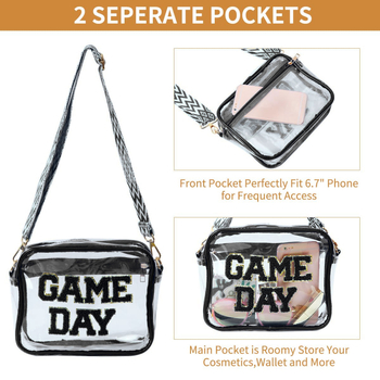PVC crossbody torba s izvezenim slovima (PVC materijal; uzorak slova; urbano jednostavan stil; za vanjske sportove; sportska torba)