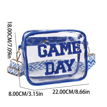 PVC crossbody torba s izvezenim slovima (PVC materijal; uzorak slova; urbano jednostavan stil; za vanjske sportove; sportska torba)