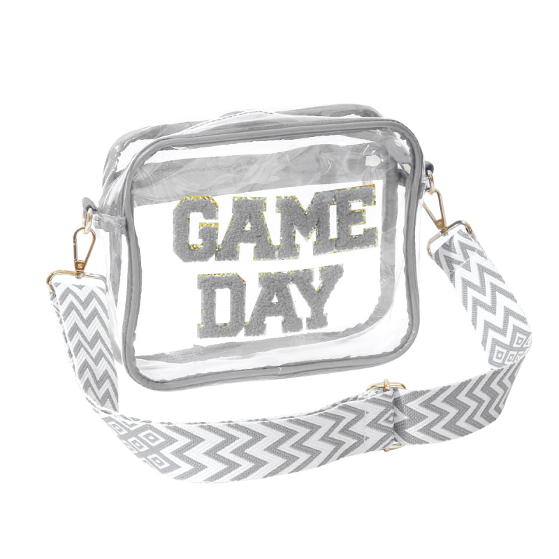PVC crossbody torba s izvezenim slovima (PVC materijal; uzorak slova; urbano jednostavan stil; za vanjske sportove; sportska torba)