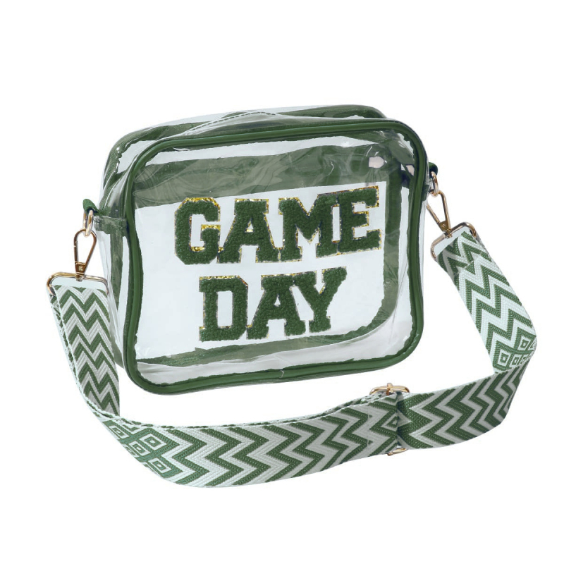 PVC crossbody torba s izvezenim slovima (PVC materijal; uzorak slova; urbano jednostavan stil; za vanjske sportove; sportska torba)