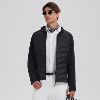 Muška puffer jakna - Slim Fit; Punjeno gusjim perjem 250–300 g; Sadržaj perja 51–55%; Zaštita od hladnoće -20°C do -5°C