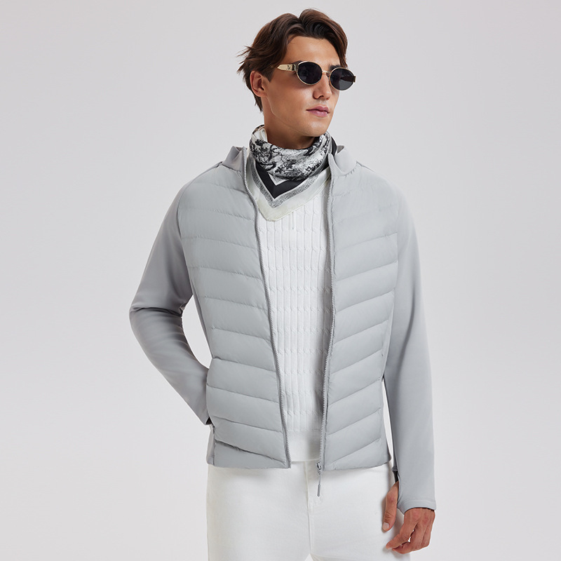 Muška puffer jakna - Slim Fit; Punjeno gusjim perjem 250–300 g; Sadržaj perja 51–55%; Zaštita od hladnoće -20°C do -5°C
