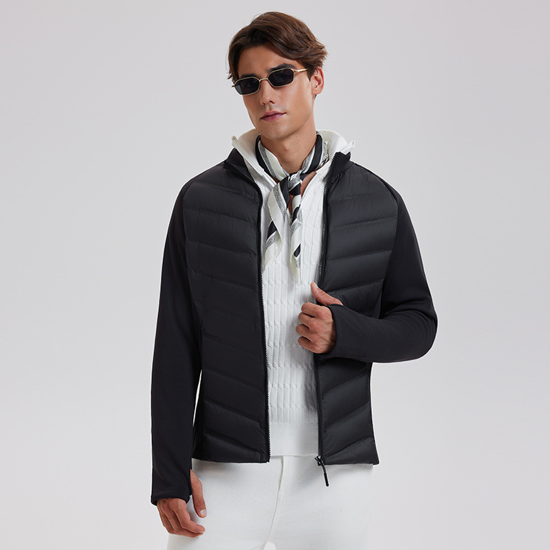 Muška puffer jakna - Slim Fit; Punjeno gusjim perjem 250–300 g; Sadržaj perja 51–55%; Zaštita od hladnoće -20°C do -5°C