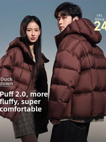Unisex puffer jakna s kapuljom, kratka, 80–85% kačjeg perja, zimska jakna