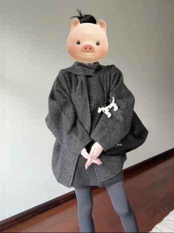 Палто в корейско-японски стил за ежедневието, къс модел, дълги ръкави, еднобортно закопчаване.