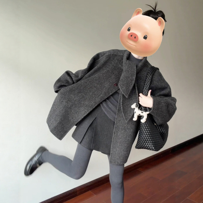 Палто в корейско-японски стил за ежедневието, къс модел, дълги ръкави, еднобортно закопчаване.