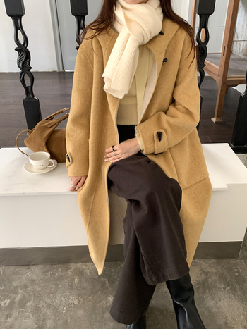 Ženski vuneni kaput s kapuljom, dvostrani, debeli materijal, širok kroj, korejski stil