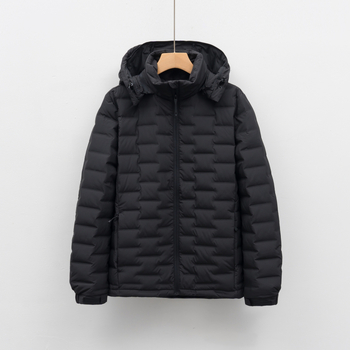 Férfiaknak készült könnyű téli pehelykabát, álló gallérral, 86–90% pehelytartalom, 100 töltet, -5°C–0°C védelem