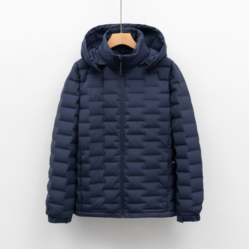 Férfiaknak készült könnyű téli pehelykabát, álló gallérral, 86–90% pehelytartalom, 100 töltet, -5°C–0°C védelem
