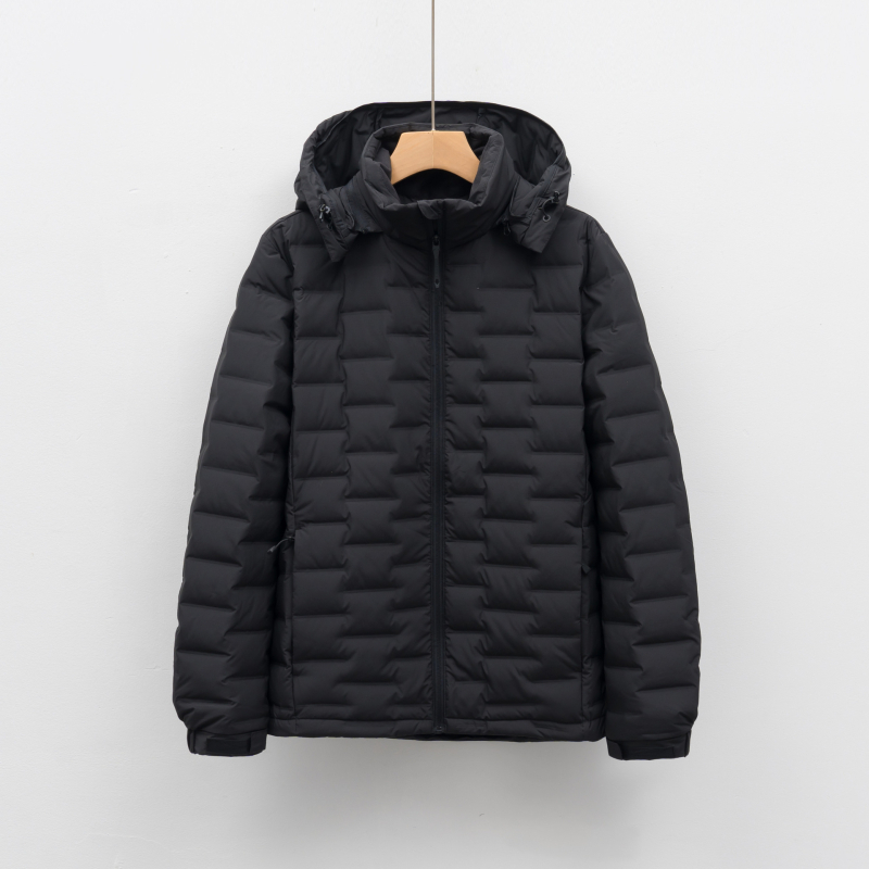 Férfiaknak készült könnyű téli pehelykabát, álló gallérral, 86–90% pehelytartalom, 100 töltet, -5°C–0°C védelem