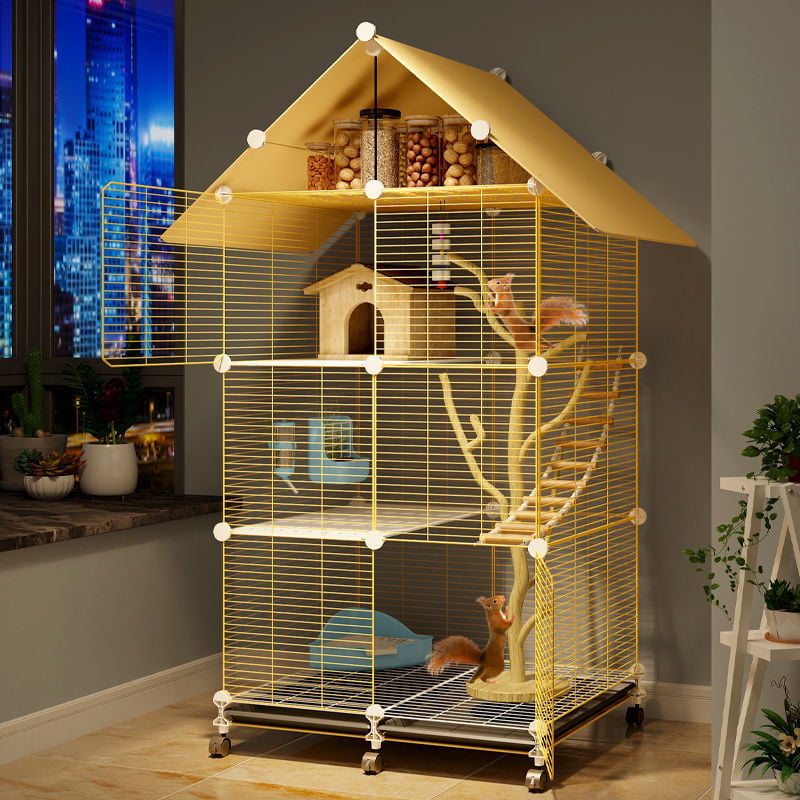 Клетка за чинчила, неръждаема стомана, 3-етажна платформа, модел F98S57777S565T