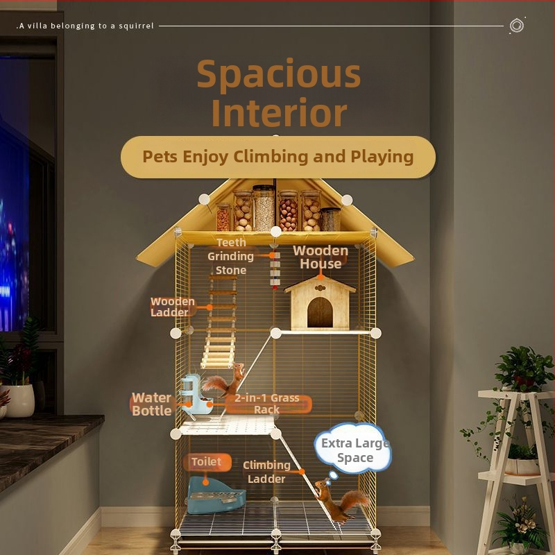 Klietka pre činčilu, nerezová oceľ, 3-podlažná platforma, model F98S57777S565T