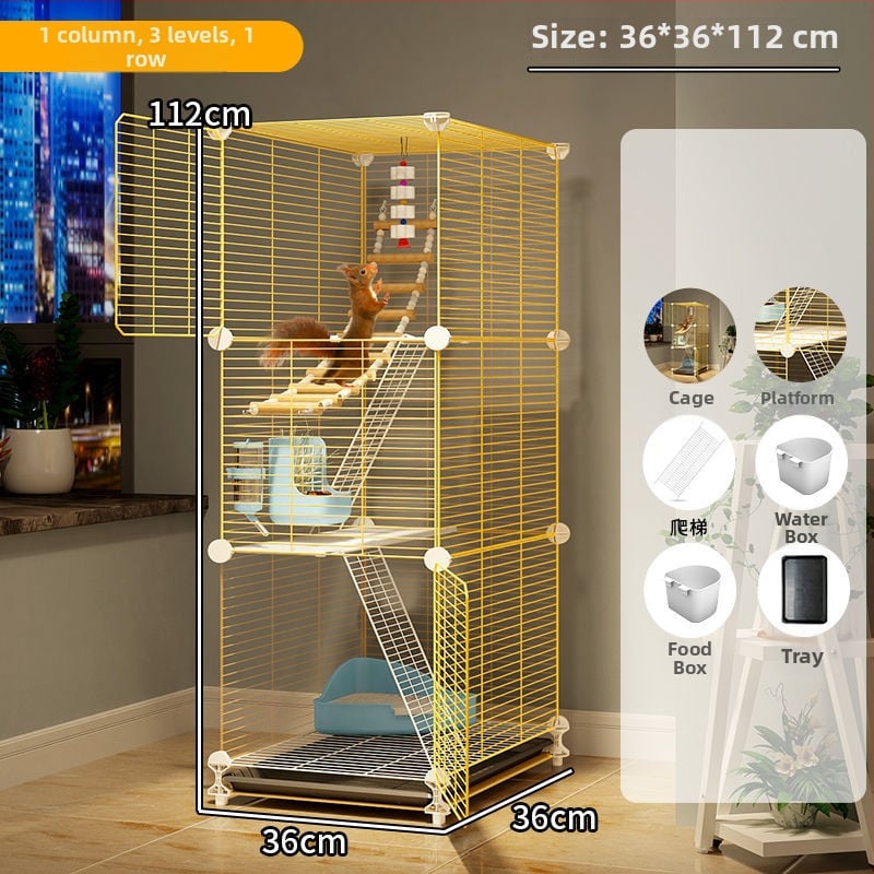 Клетка за чинчила, неръждаема стомана, 3-етажна платформа, модел F98S57777S565T