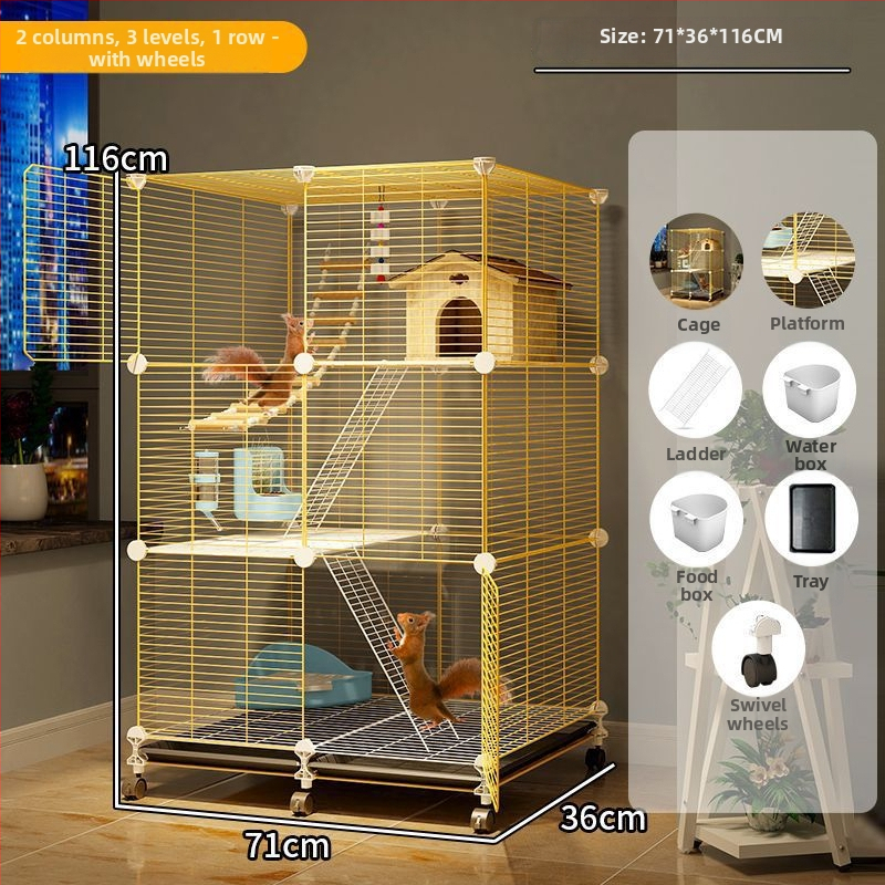 Клетка за чинчила, неръждаема стомана, 3-етажна платформа, модел F98S57777S565T