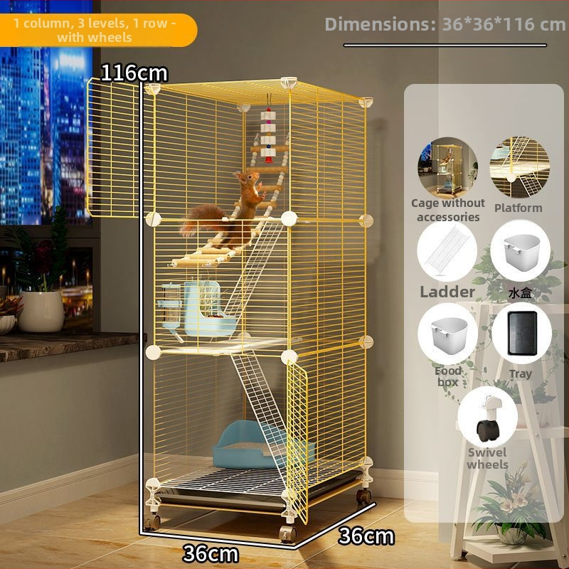 Клетка за чинчила, неръждаема стомана, 3-етажна платформа, модел F98S57777S565T