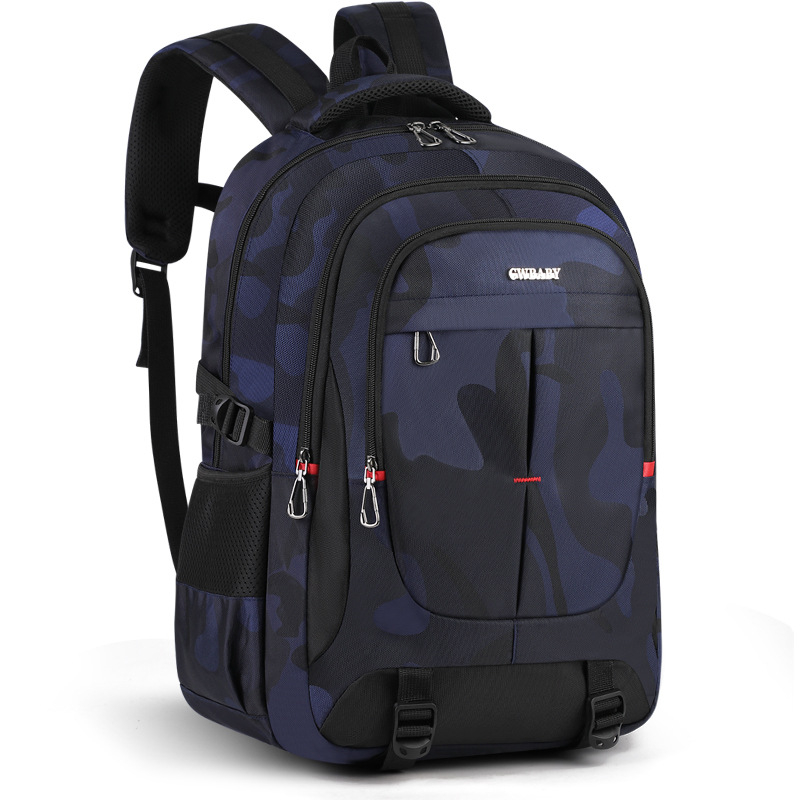 Rucsac pentru gimnaziu și liceu din stofă Oxford, impermeabil, protecție a coloanei vertebrale, model camuflaj, bretele curbate