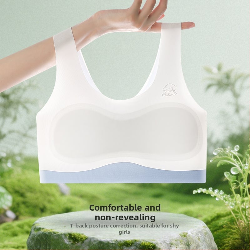 Σουτιέν χωρίς ραφές για κορίτσια, σε στυλ γιλέκο, με υπερλεπτές διαμορφωμένες κάψες, πλήρες κάλυμμα, σταθεροί ιμάντες, χωρίς μεταλλική ενίσχυση, διαπνέον νάιλον, στυλ καρτούν, για ηλικίες 13–18 ετών