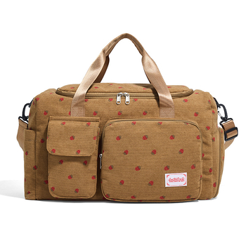 Corduroy putna torba za rameni s motivom jagode, lagana, suho-mokra podjela, podstava od poliestera, unisex